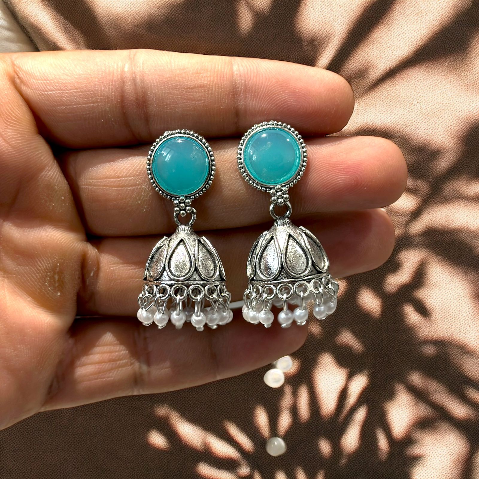 Combo of 4 Pair Silver Oxidised Jhumka Earrings for Girls and Women.
