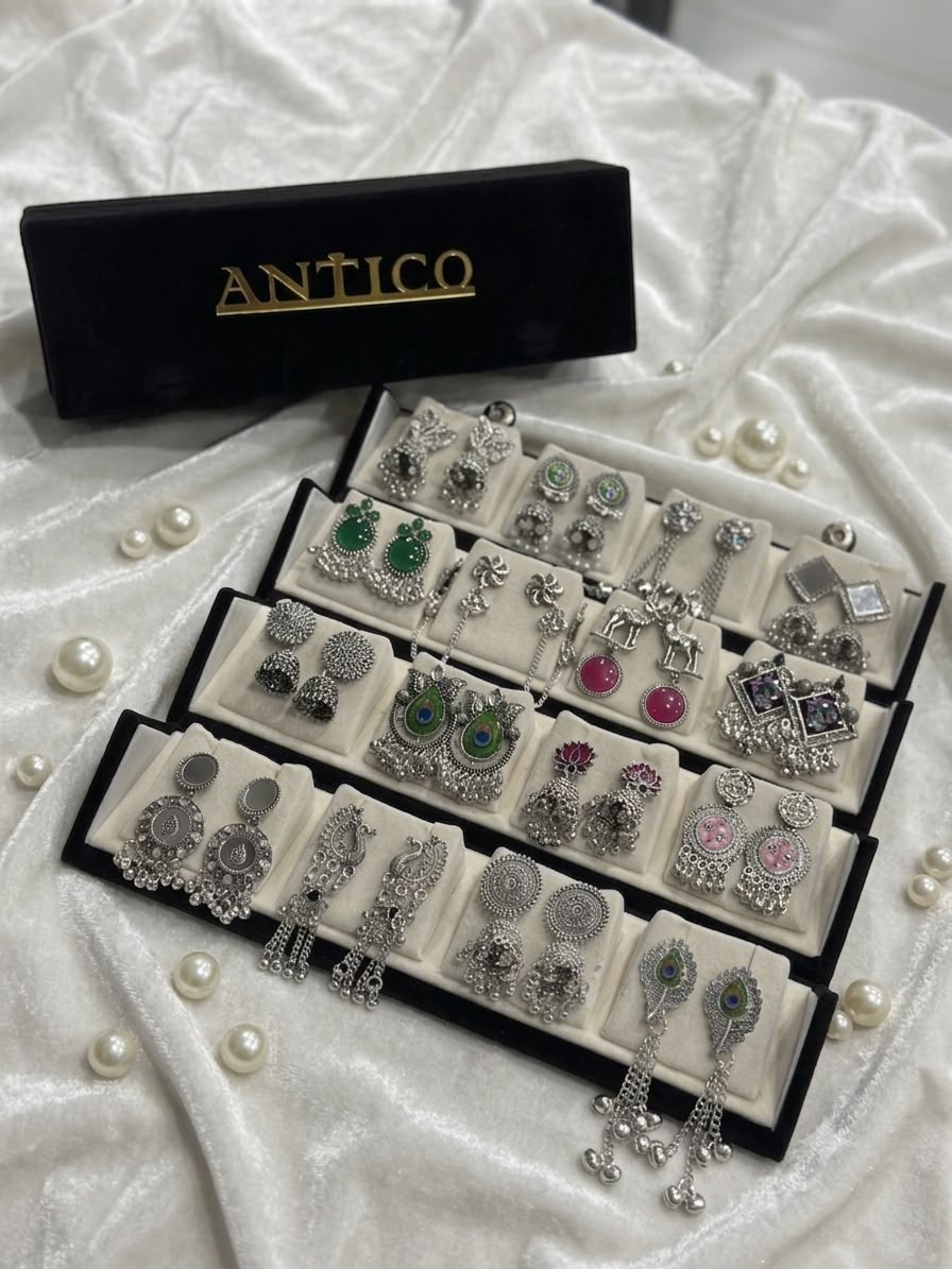 16 Pairs Oxidized Earrings Set for Women
