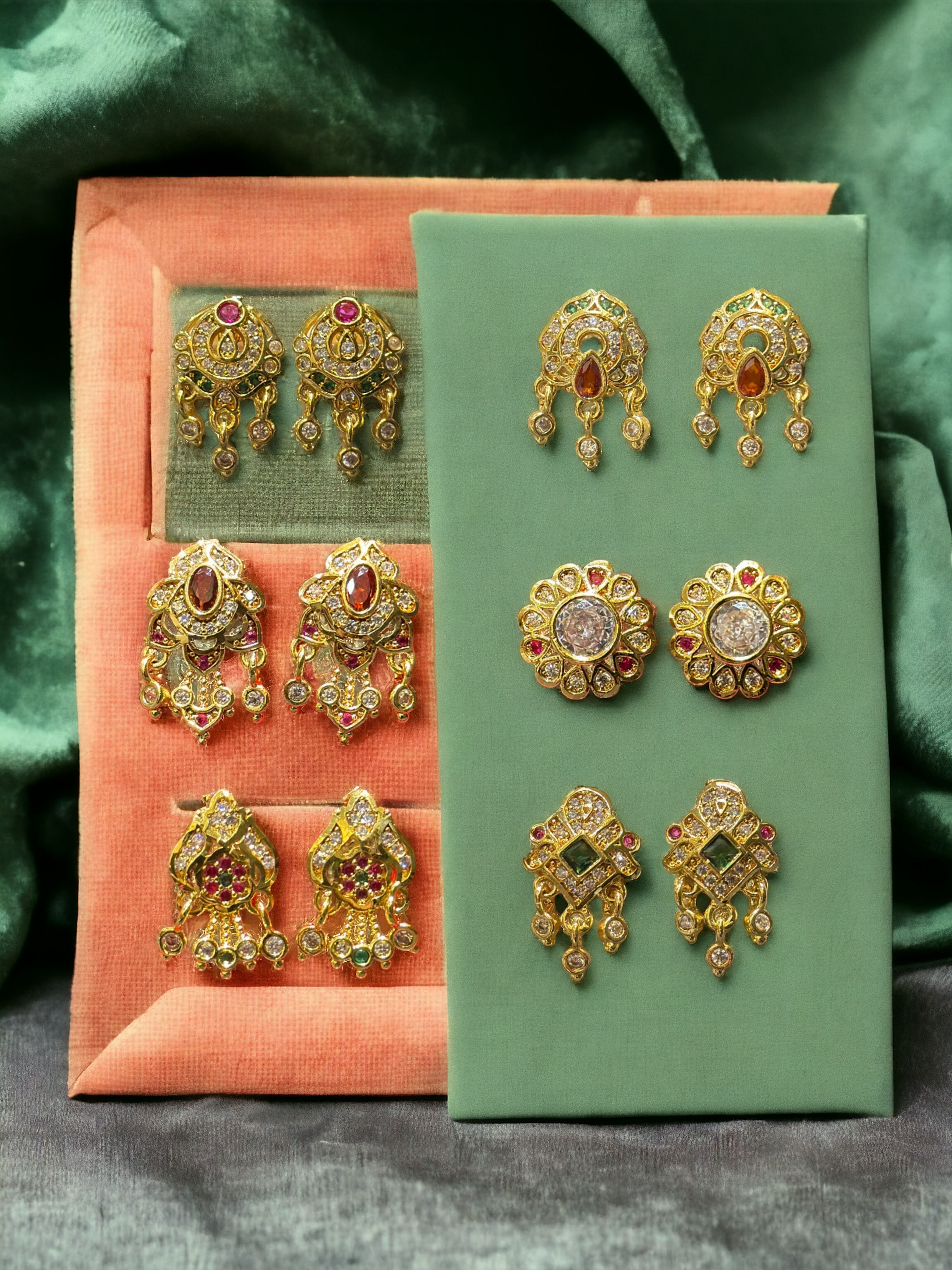 24K Guarnteed Micro Gold Platted (1 Gram) American Diamond Stud Earrings for Women.