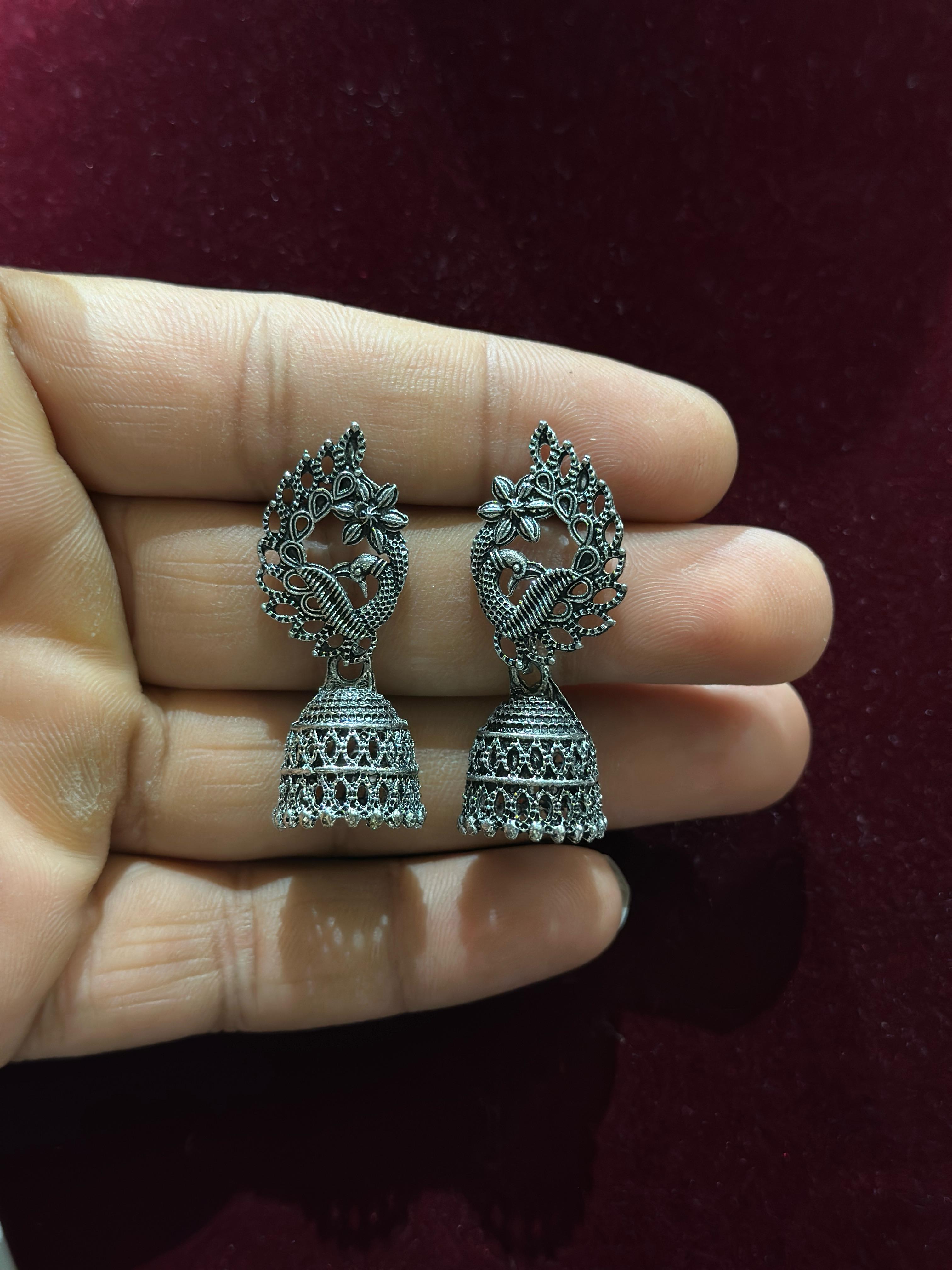 Combo of Dailywear 18 Pair Silver Oxidised Jhumka Earrings for Girls and Women.