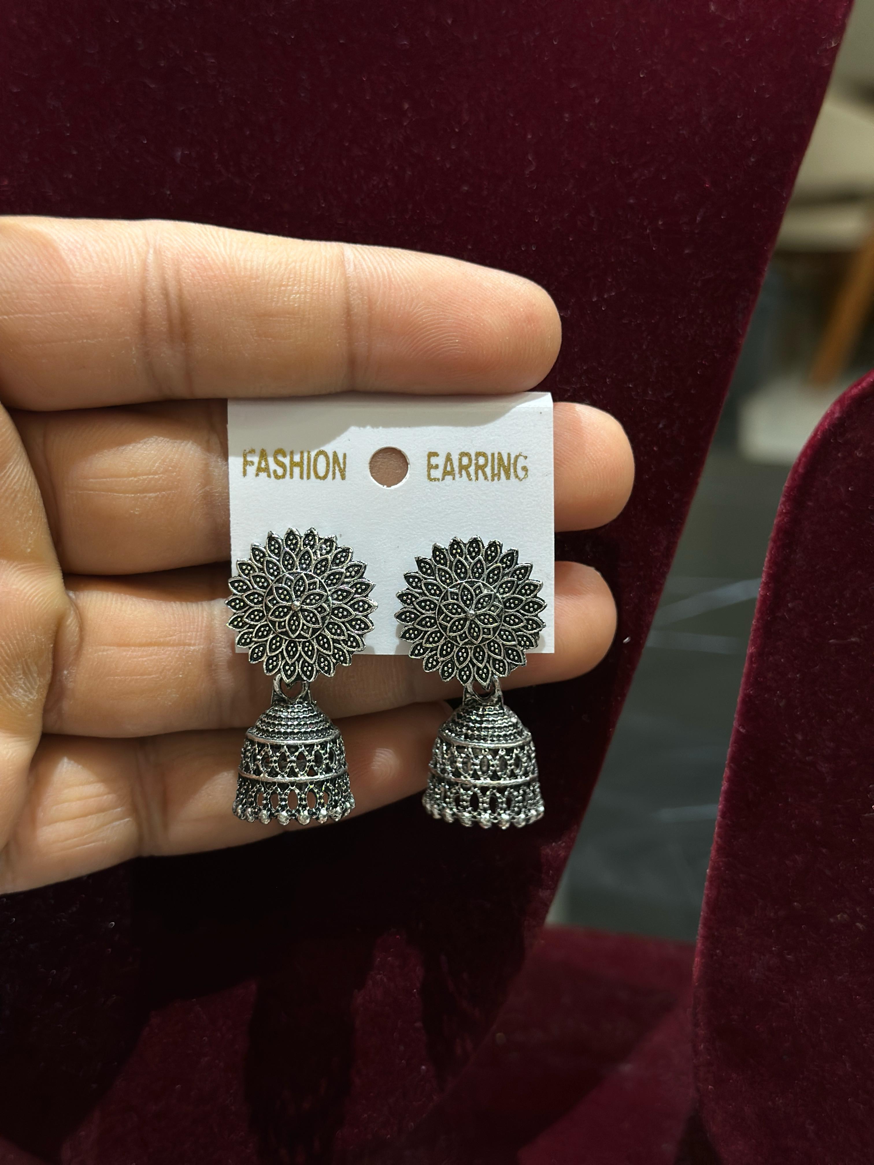 Combo of Dailywear 18 Pair Silver Oxidised Jhumka Earrings for Girls and Women.