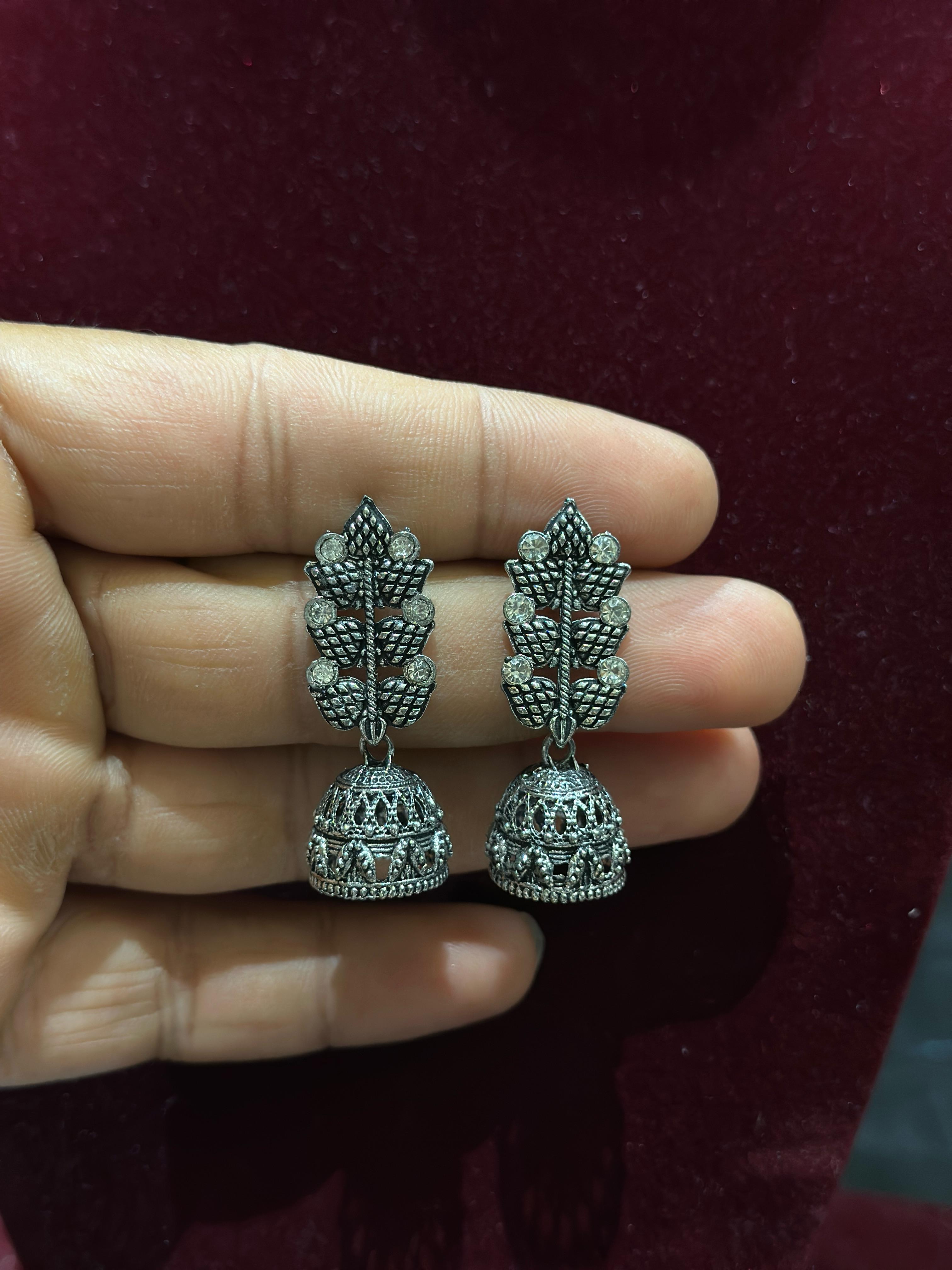 Combo of Dailywear 18 Pair Silver Oxidised Jhumka Earrings for Girls and Women.