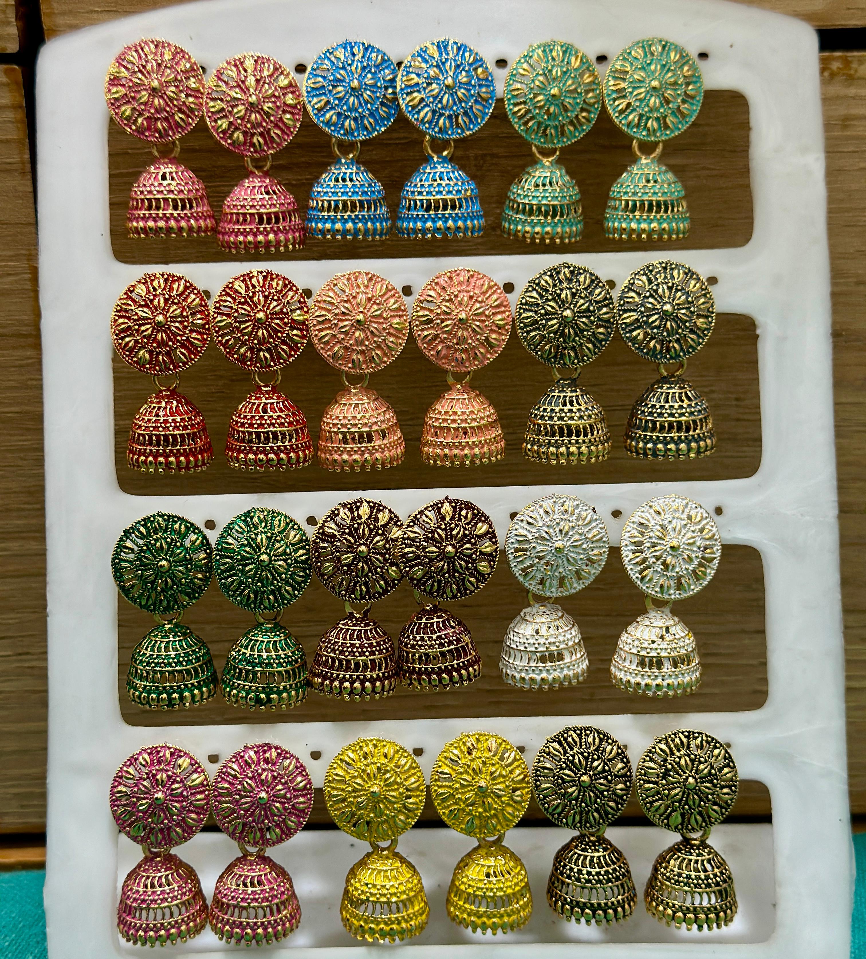 Combo of 12 Pair Small Jhumki Earrings for Girls and Women.