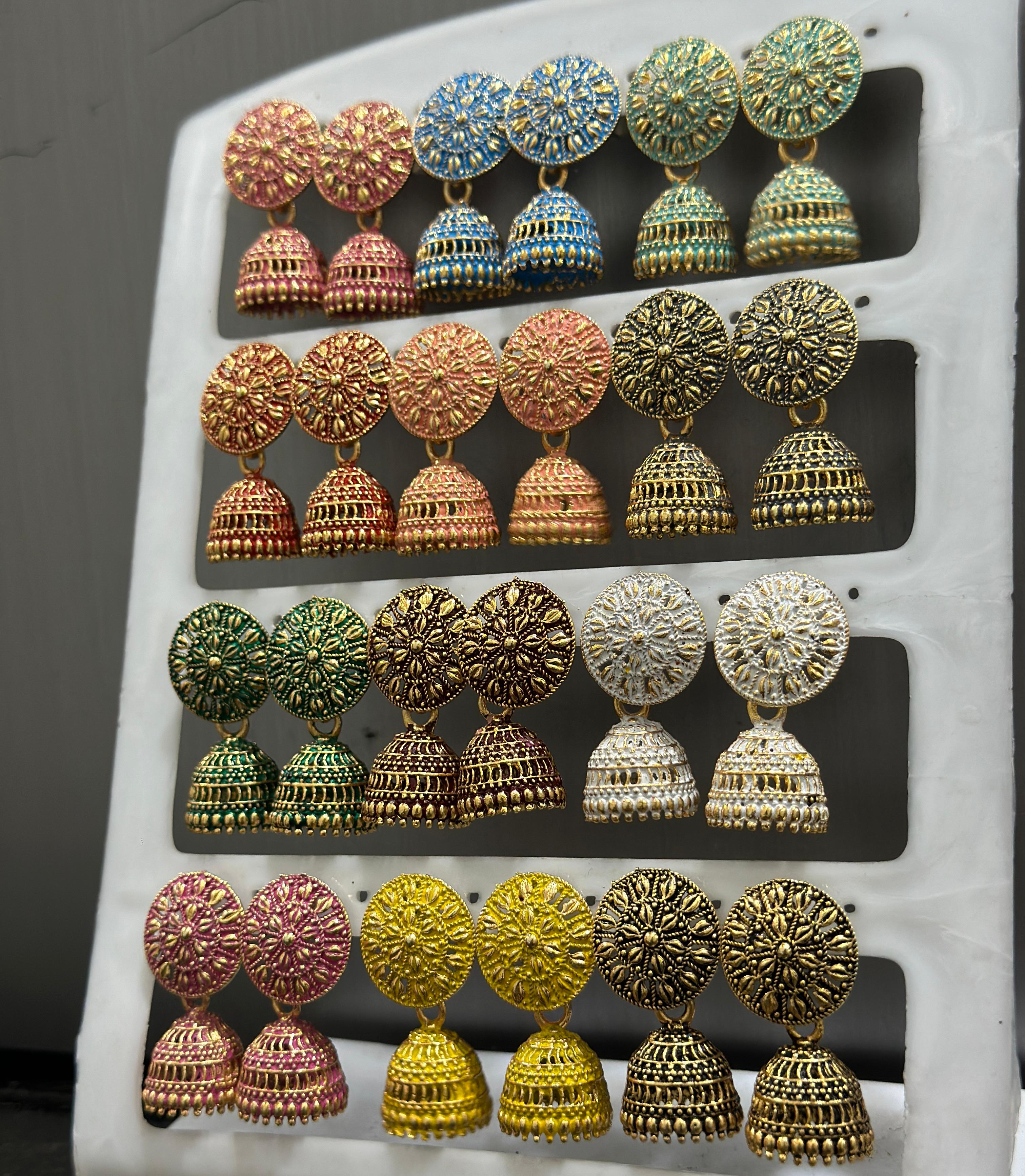 Combo of 12 Pair Small Jhumki Earrings for Girls and Women.