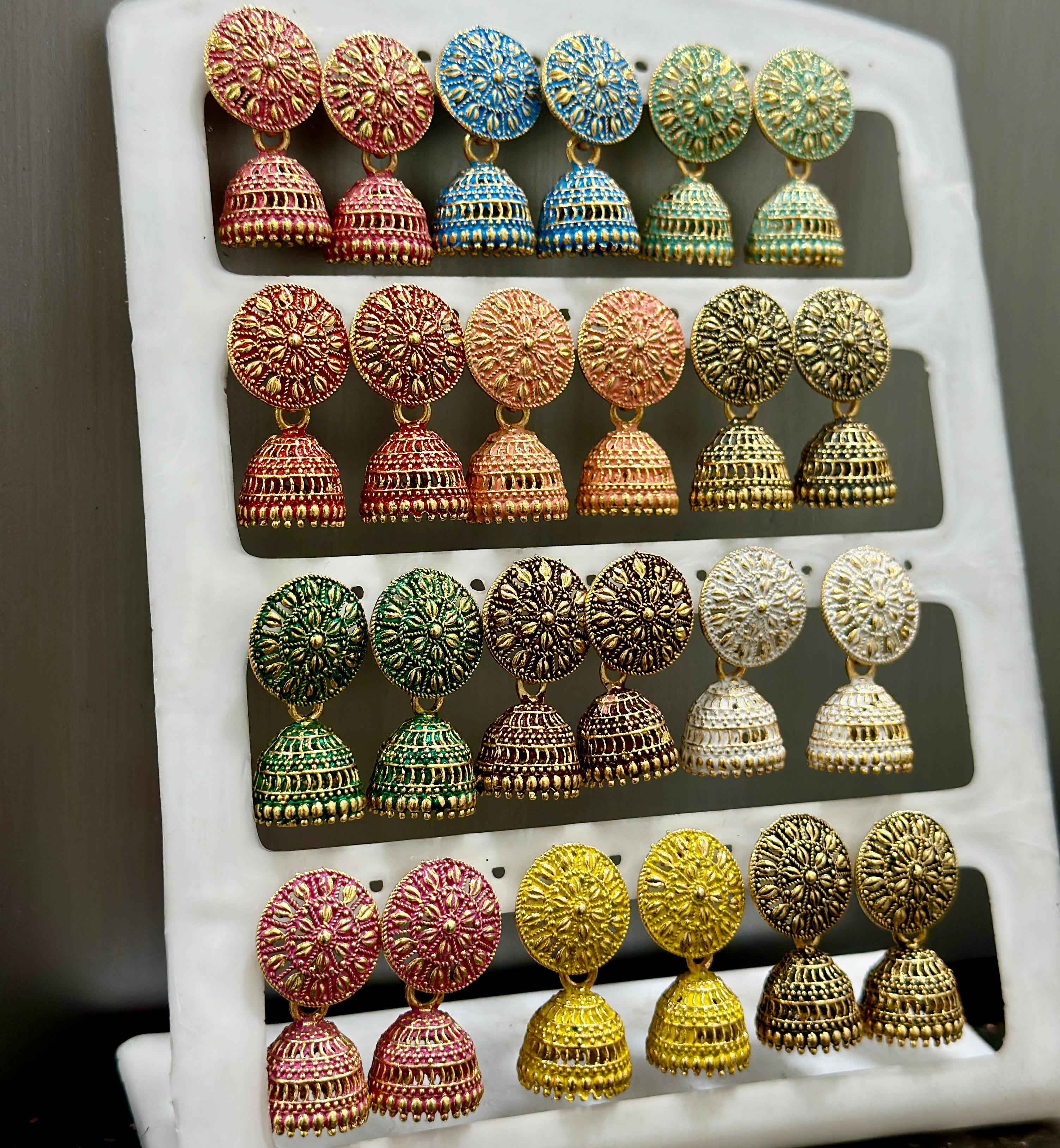 Combo of 12 Pair Small Jhumki Earrings for Girls and Women.