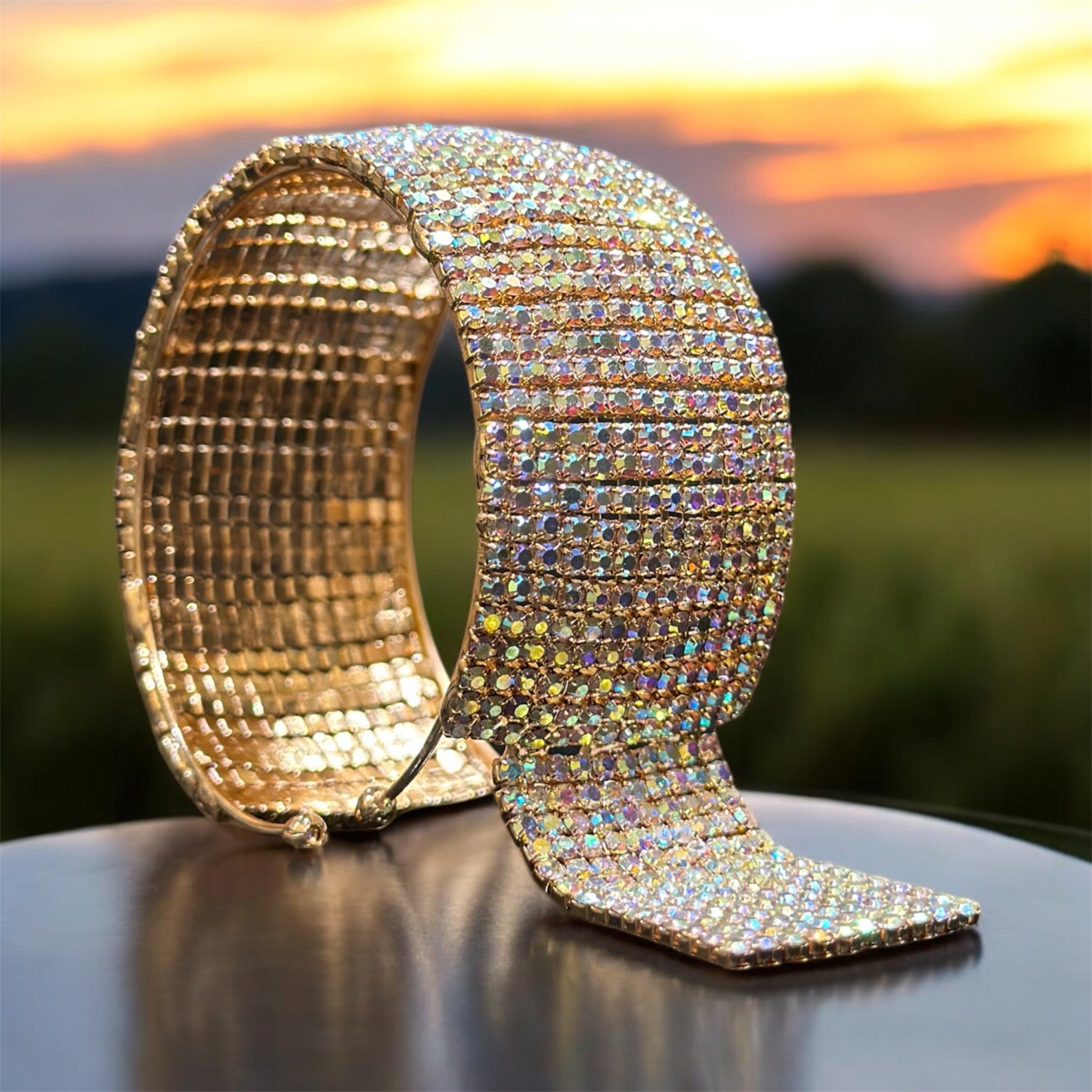 Diamond Studded Rose Gold Platted Cuff Bracelets for Girls and Women