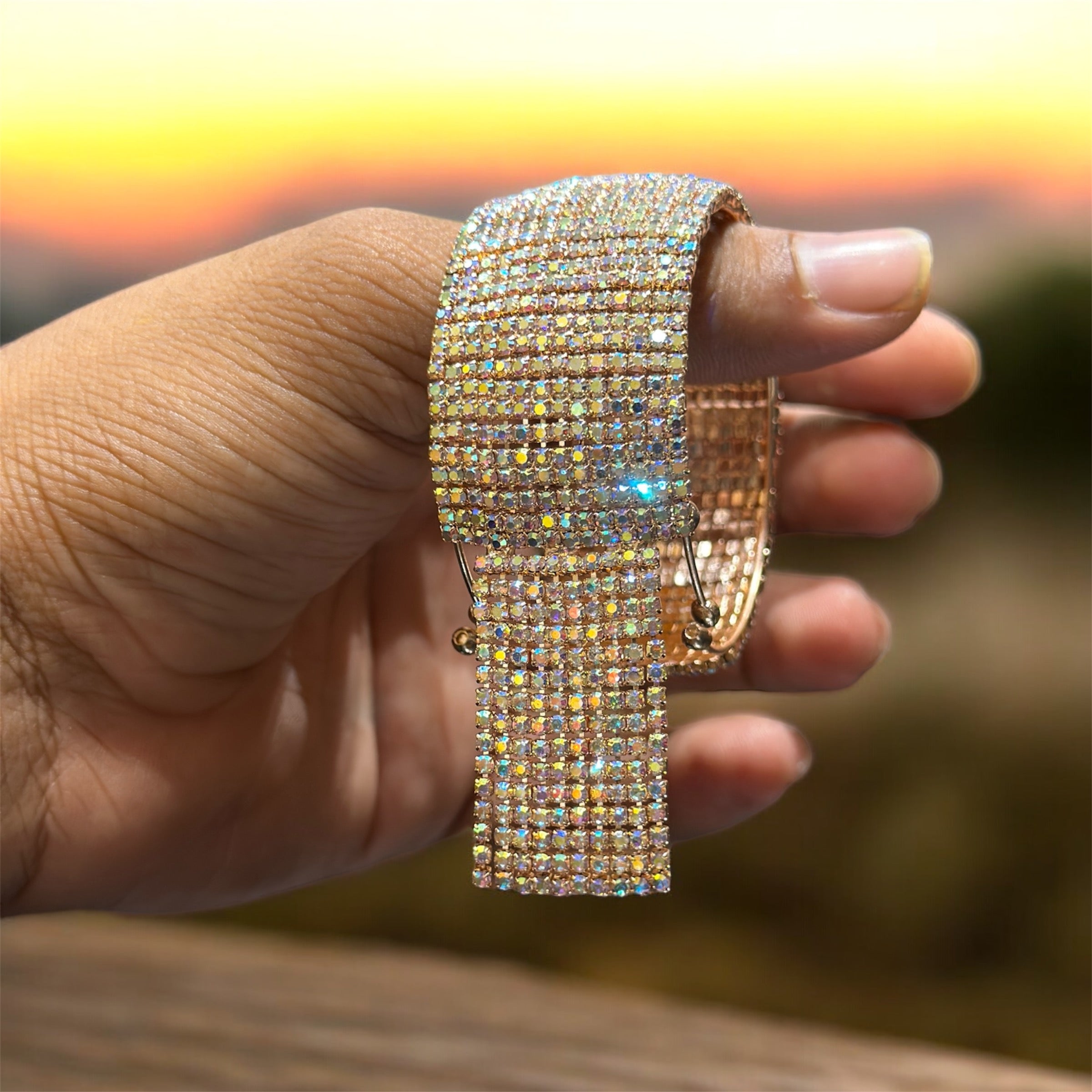 Diamond Studded Rose Gold Platted Cuff Bracelets for Girls and Women