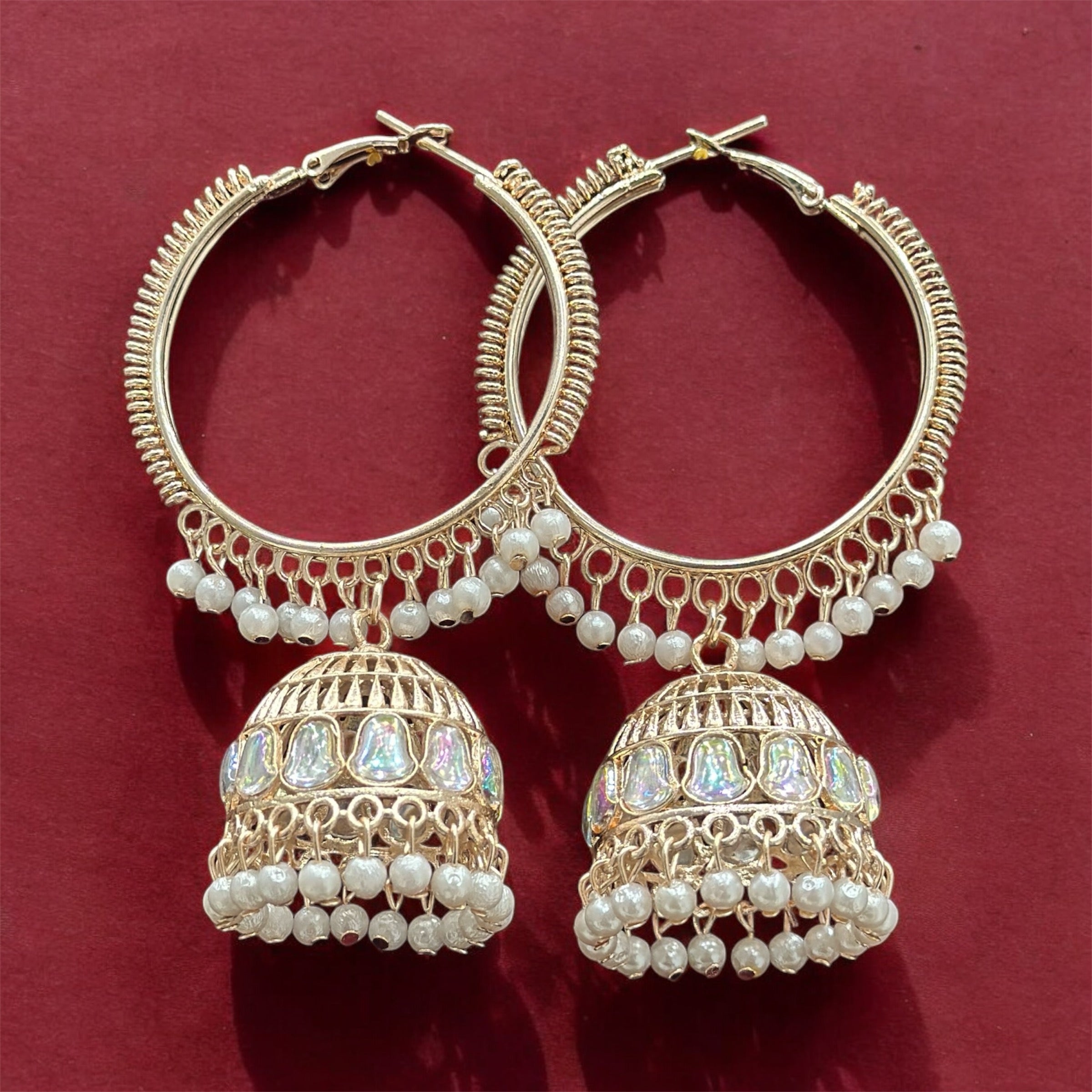 Rose Gold Platted Hoop Jhumka earrings for Girls and Women.