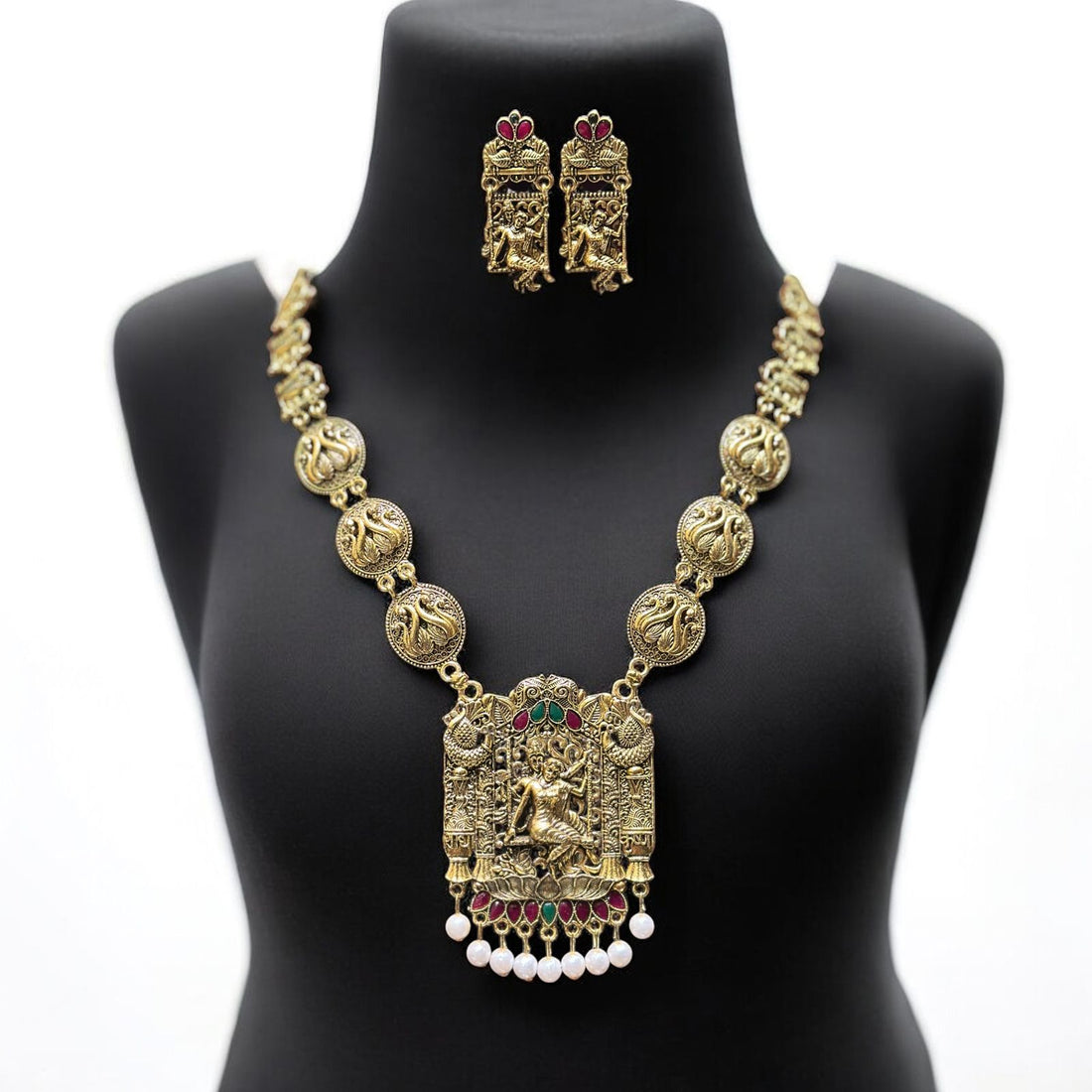 Radha krishna long golden necklace for women