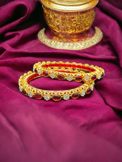 Ruby Diamond Studded Bangle set for Women.