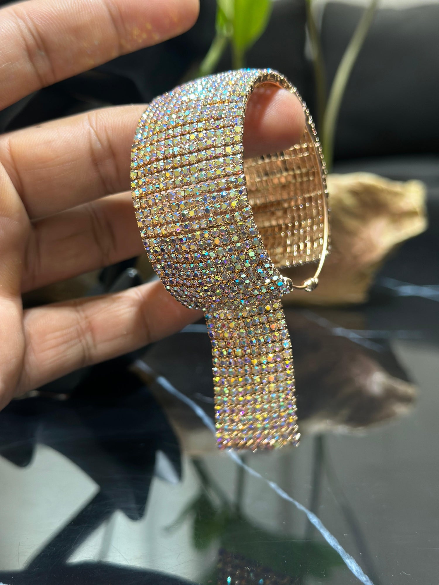 Diamond Studded Rose Gold Platted Cuff Bracelets for Girls and Women