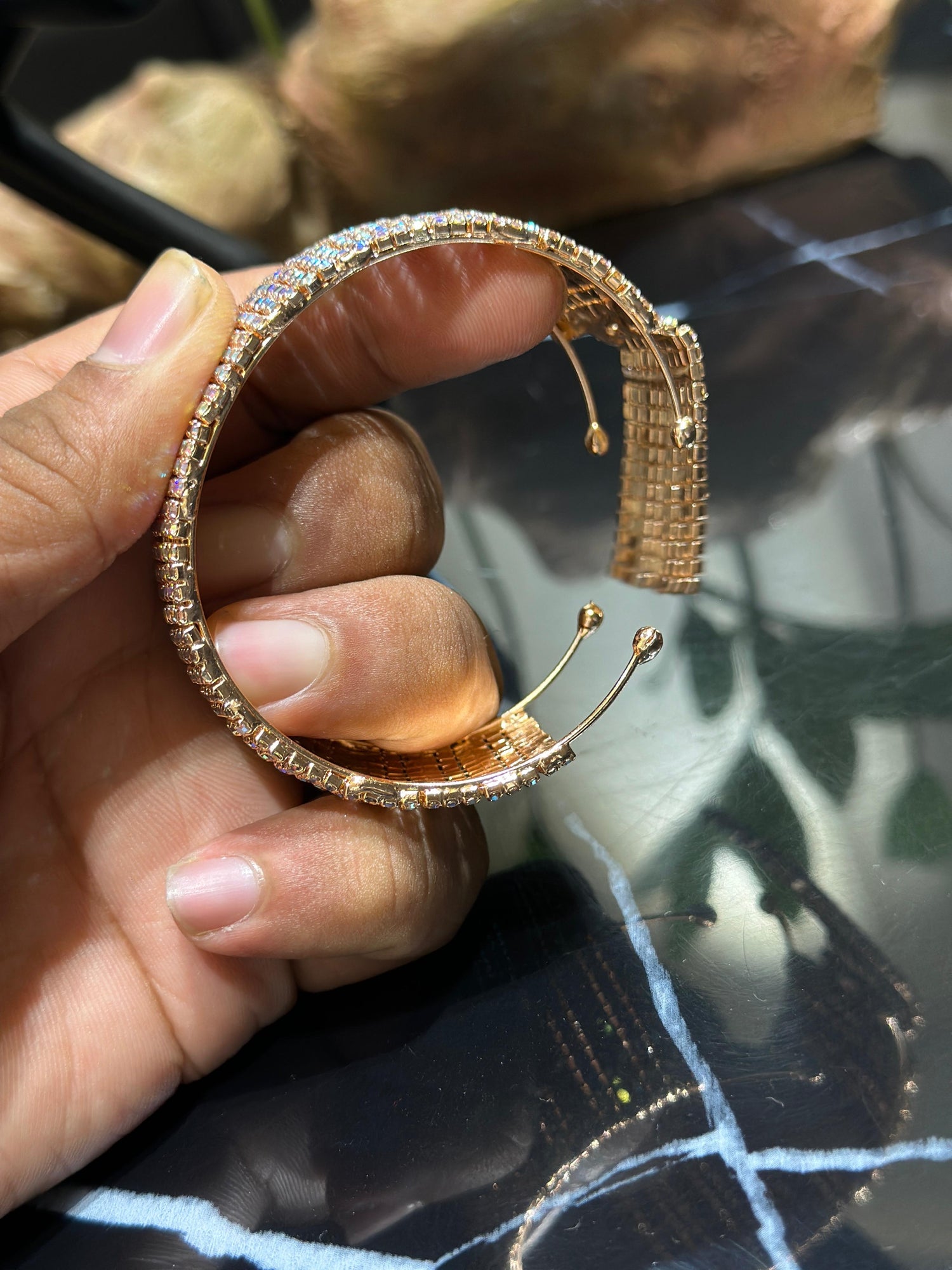 Diamond Studded Rose Gold Platted Cuff Bracelets for Girls and Women