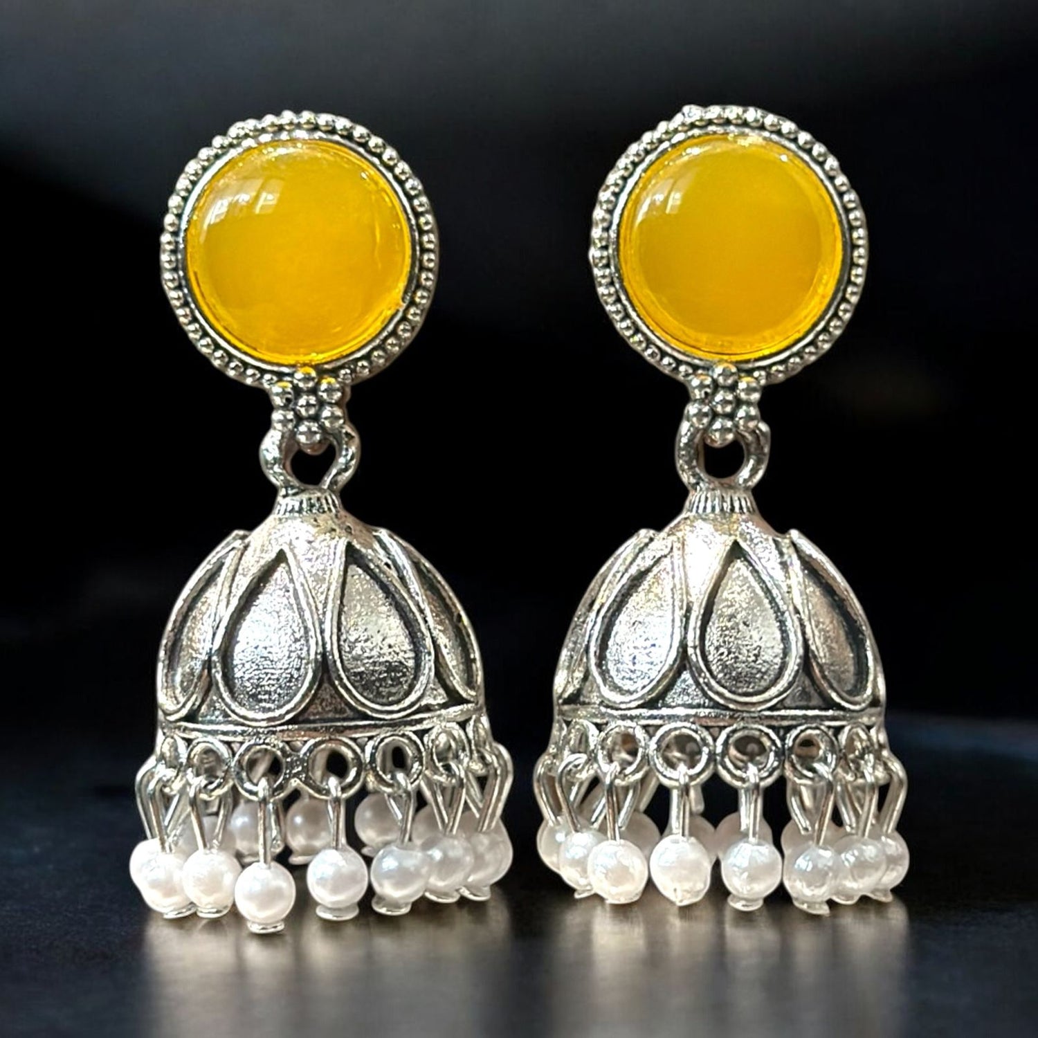 Combo of 4 Pair Silver Oxidised Jhumka Earrings for Girls and Women.