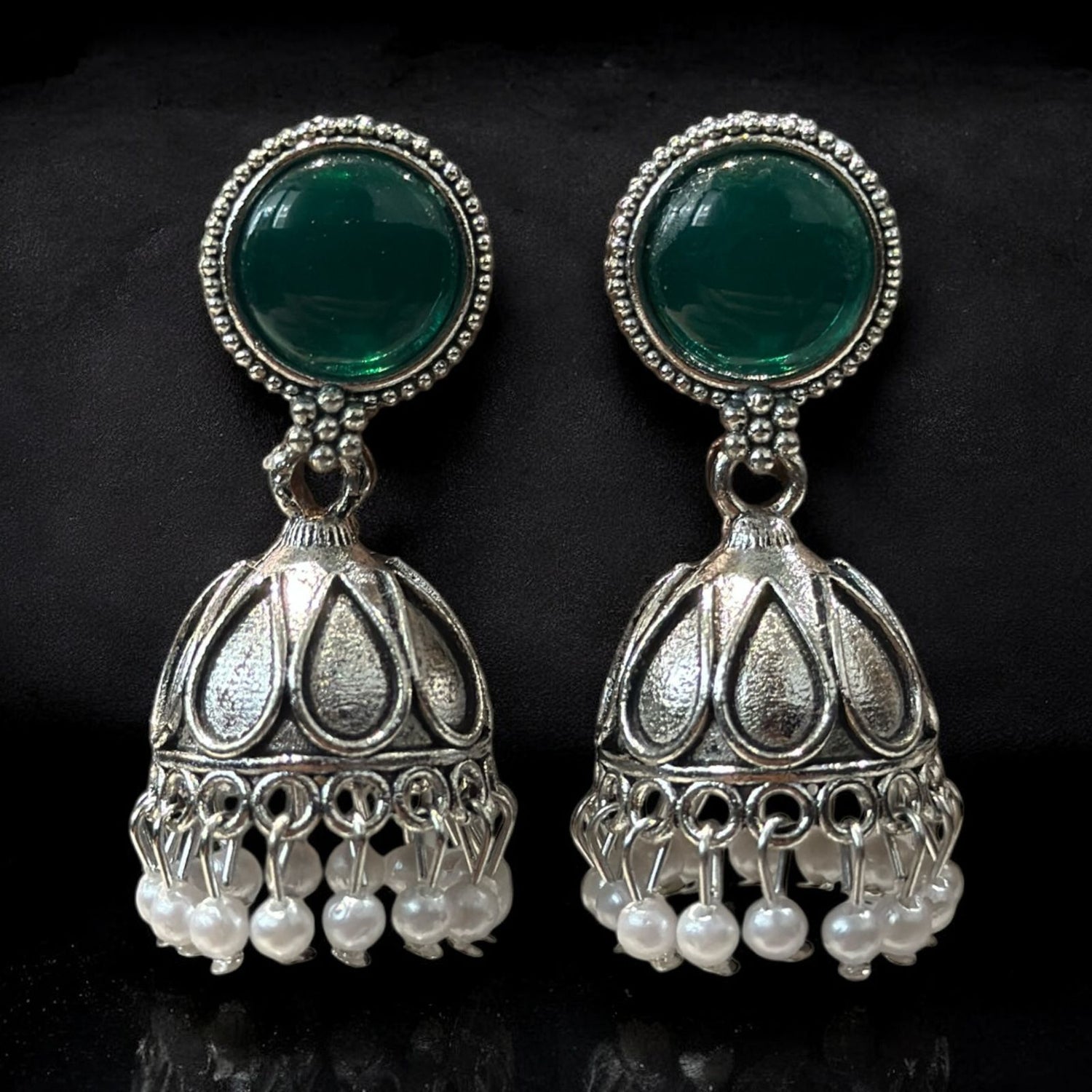Combo of 4 Pair Silver Oxidised Jhumka Earrings for Girls and Women.