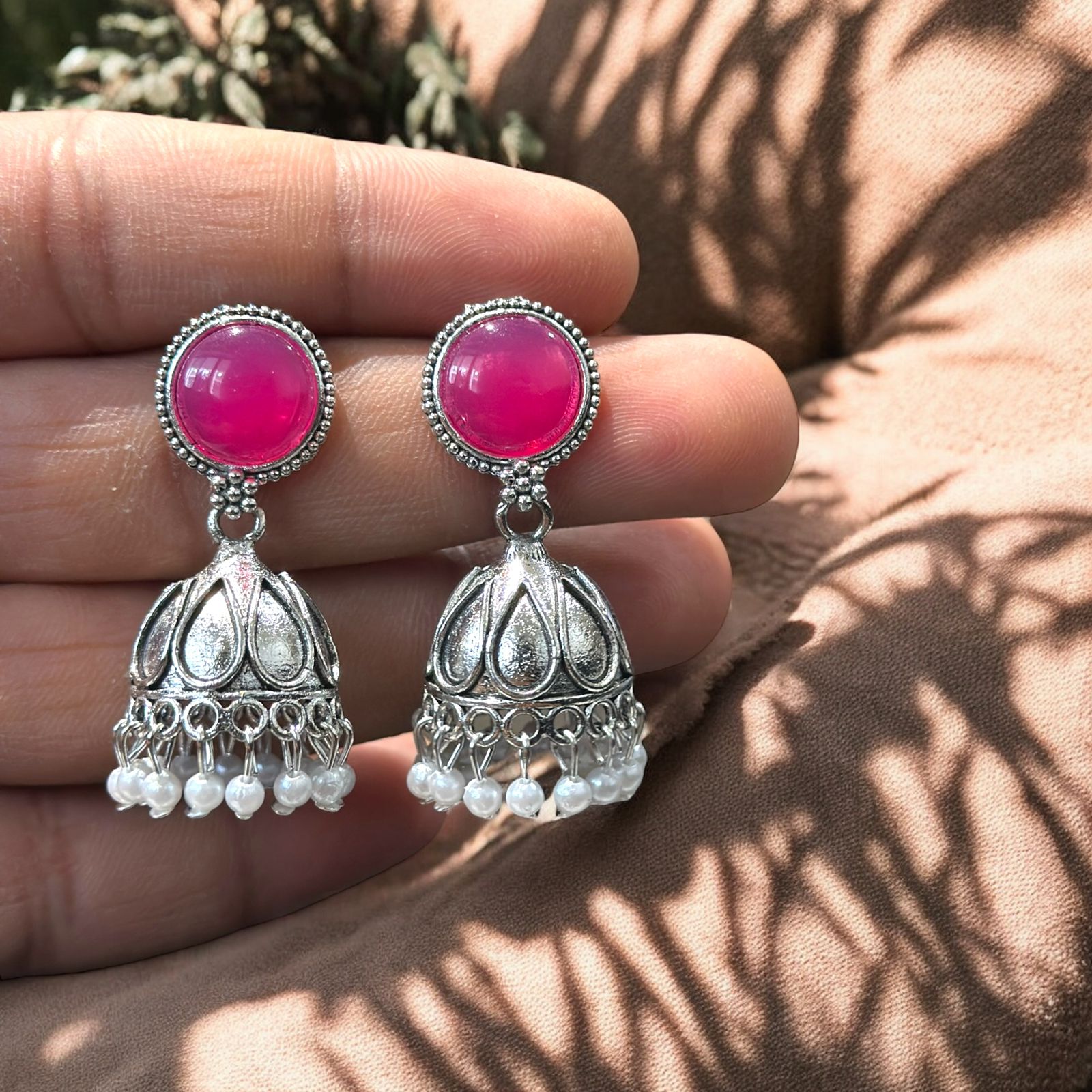 Combo of 4 Pair Silver Oxidised Jhumka Earrings for Girls and Women.