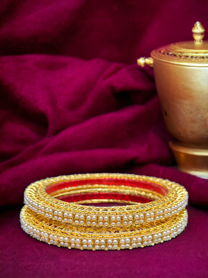 Pearl Studded Bangle set for Women