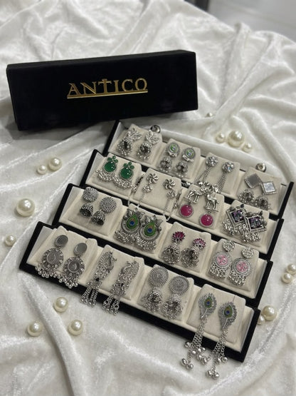 16 Pairs Oxidized Earrings Set for Women