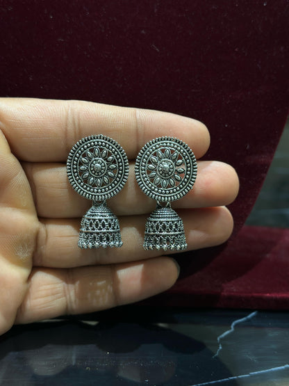 Combo of Dailywear 18 Pair Silver Oxidised Jhumka Earrings for Girls and Women.