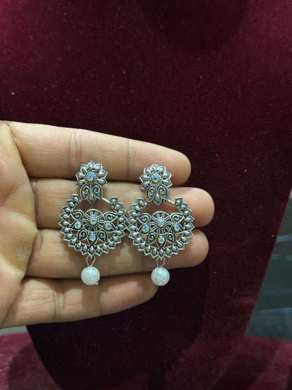 Combo of Dailywear 18 Pair Silver Oxidised Jhumka Earrings for Girls and Women.