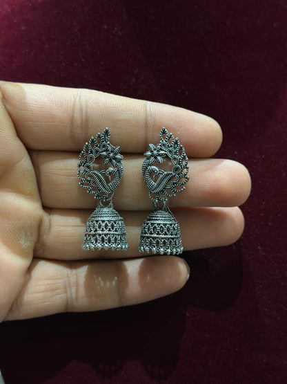 Combo of Dailywear 18 Pair Silver Oxidised Jhumka Earrings for Girls and Women.