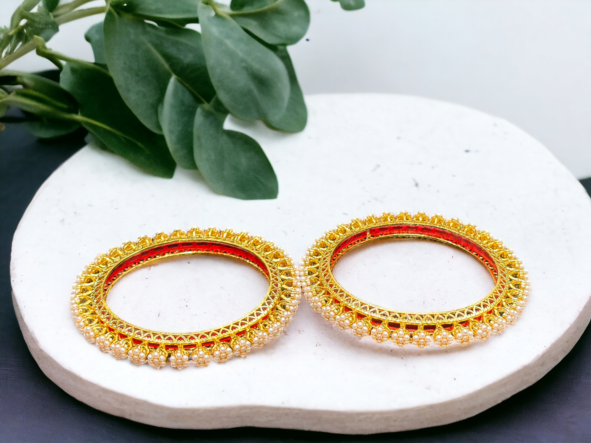 Pearl Studded Bangle set for Women