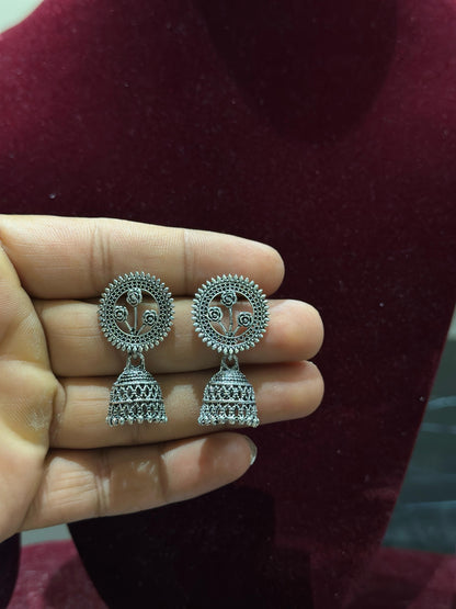 Combo of Dailywear 18 Pair Silver Oxidised Jhumka Earrings for Girls and Women.