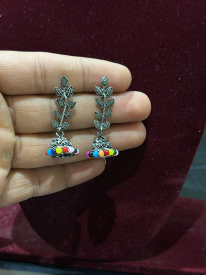 Combo of Dailywear 18 Pair Silver Oxidised Jhumka Earrings for Girls and Women.