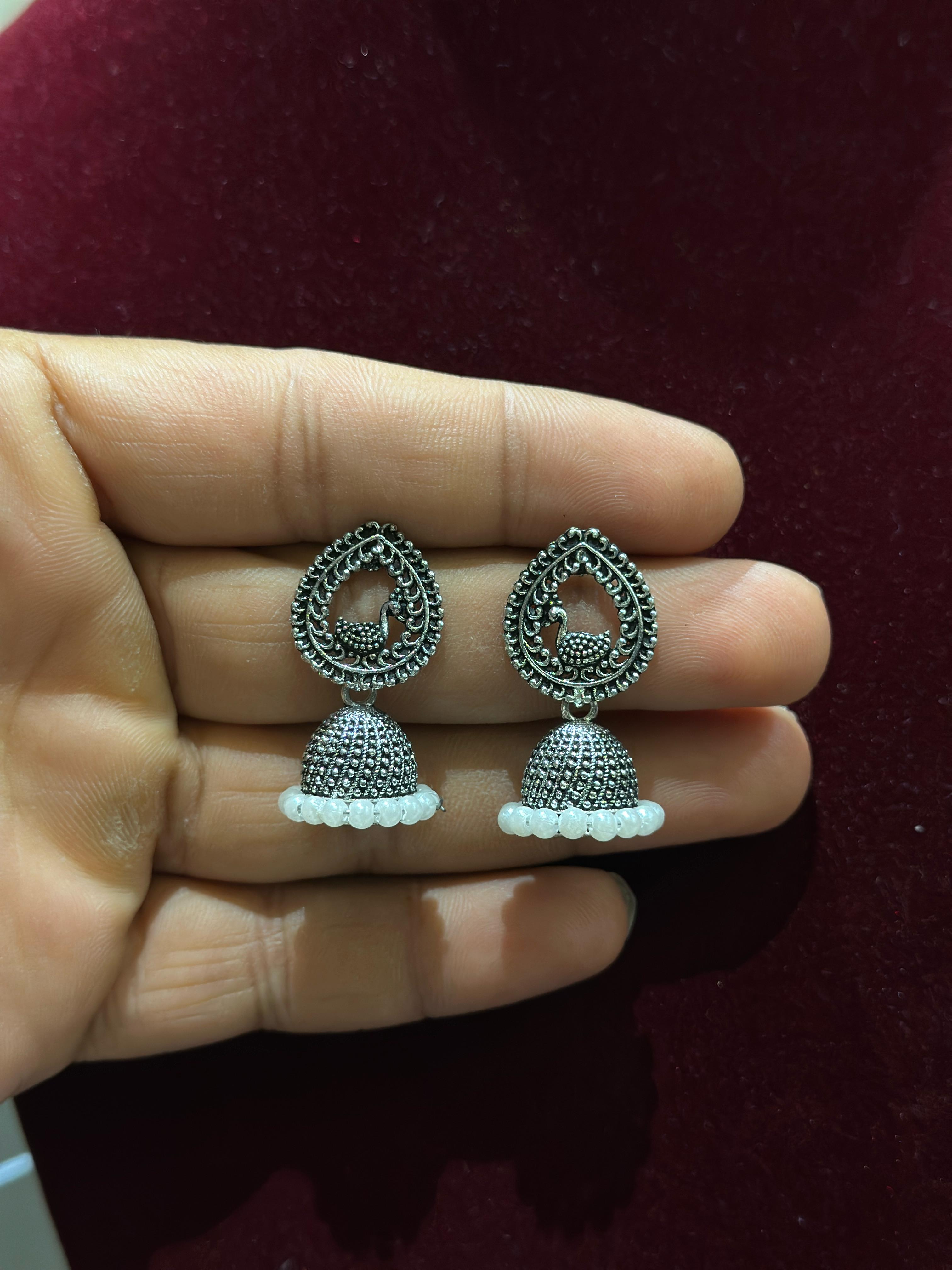 Combo of Dailywear 18 Pair Silver Oxidised Jhumka Earrings for Girls and Women.