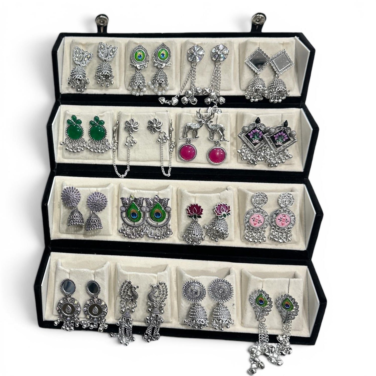16 Pairs Oxidized Earrings Set for Women