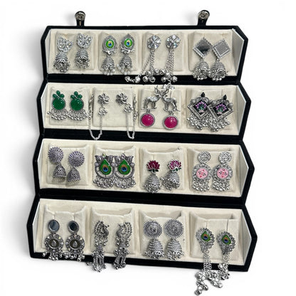 16 Pairs Oxidized Earrings Set for Women