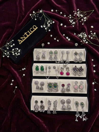 16 Pairs Oxidized Earrings Set for Women