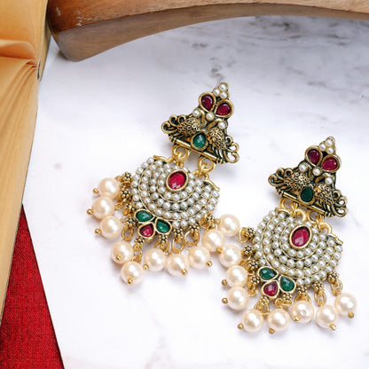 Golden Pearl Jhumka Earrings for Girls and Women.