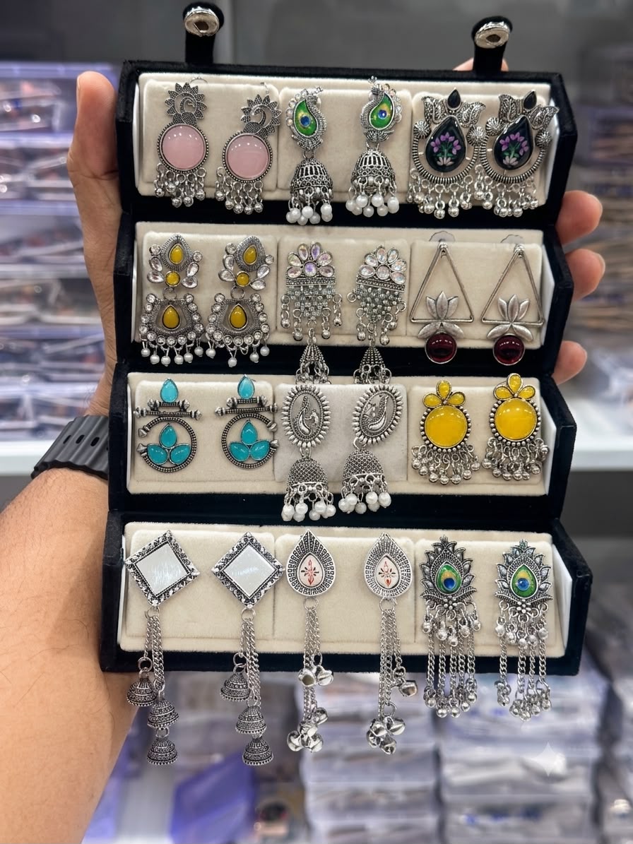 Oxidized Silver Earrings Combo for Women