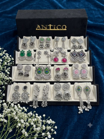 16 Pairs Oxidized Earrings Set for Women