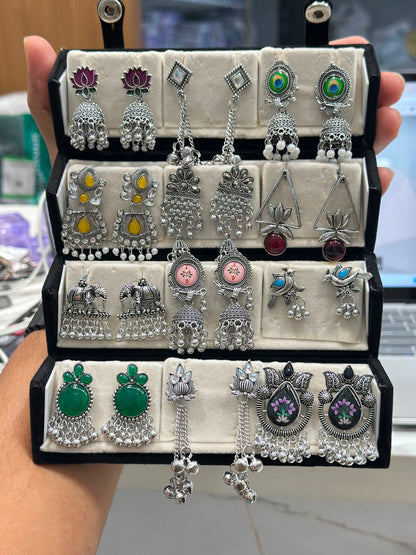 Oxidized Silver Earrings Combo for Women