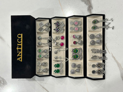 16 Pairs Oxidized Earrings Set for Women