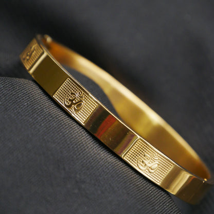 24K Vermeil Gold Platted Stainless Steel Anti-Tarnish Kada Bracelets for Boys and Men.