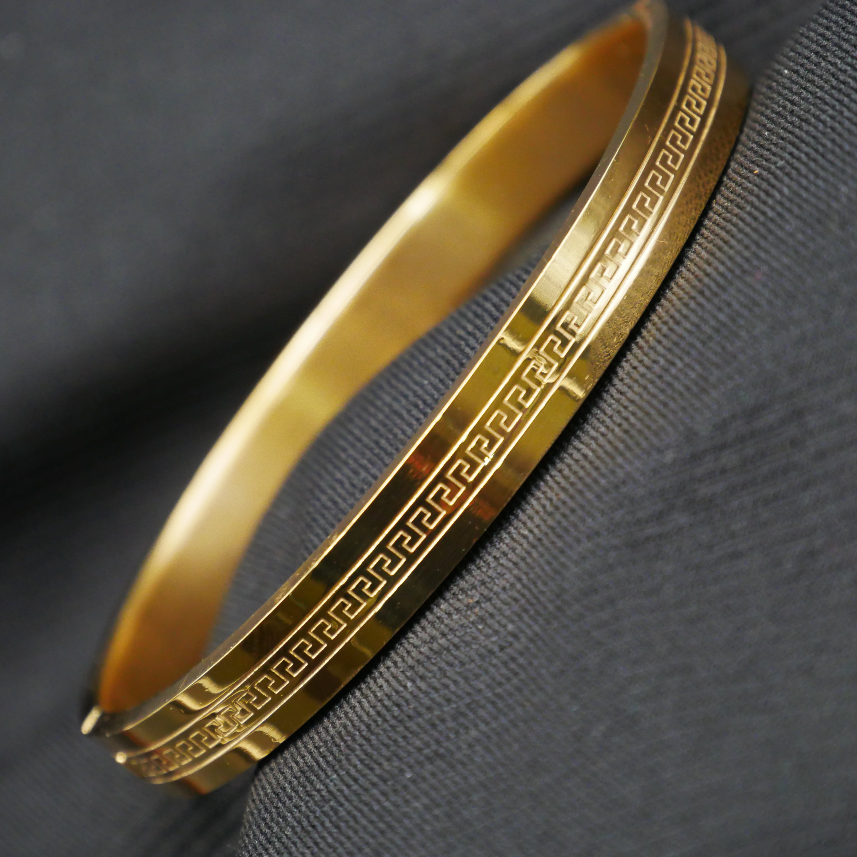 24K Vermeil Gold Platted Stainless Steel Anti-Tarnish Kada for Boys and Men.