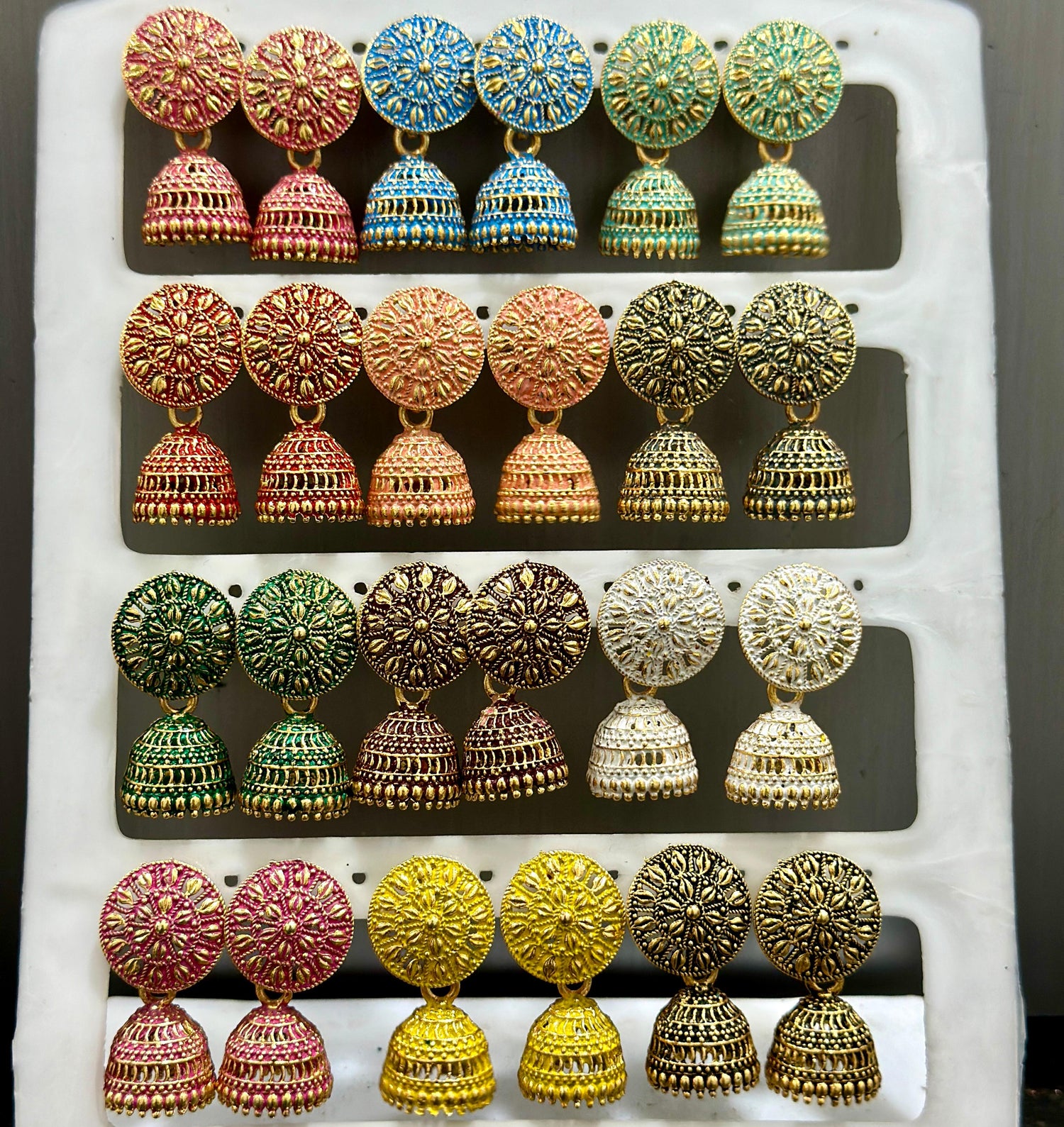 Combo of 12 Pair Small Jhumki Earrings for Girls and Women.