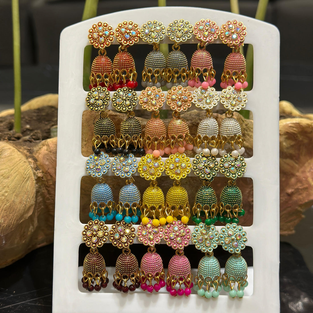 Combo of 12 Pair Colorfull Small Jhumki Earrings for Girls and Women.