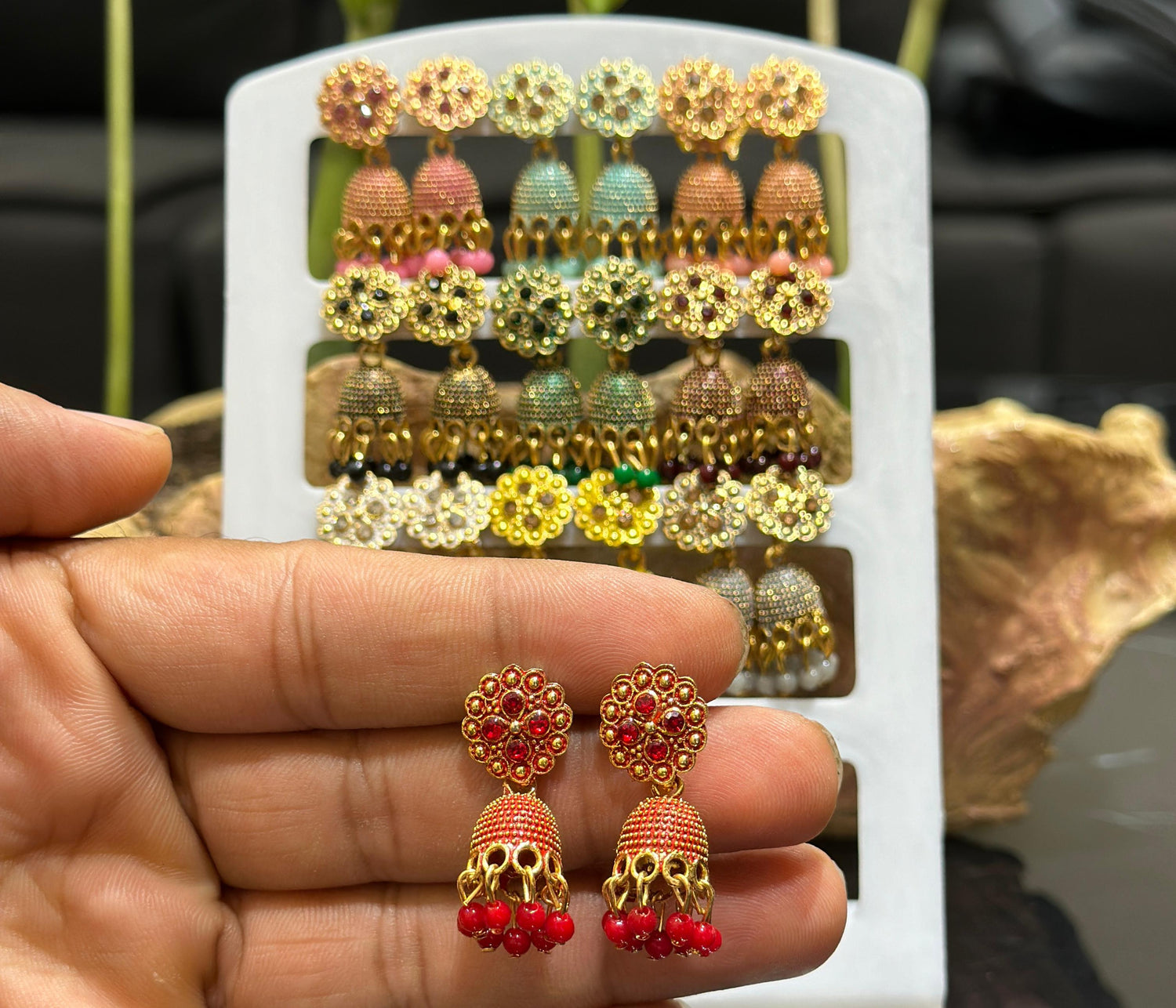 Combo of 12 Pair Colorfull Small Jhumki Earrings for Girls and Women.