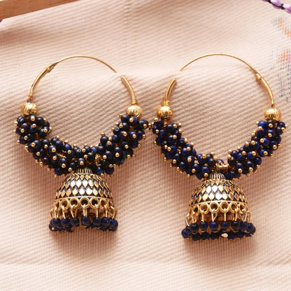 Pearl Attached Hoop Jhumka Earrings for Girls and Women.