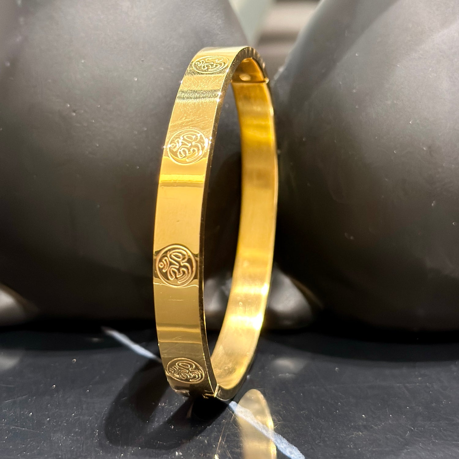 24K Vermeil Gold Platted Stainless Steel Anti-Tarnish Kada Bracelets for Boys and Men.