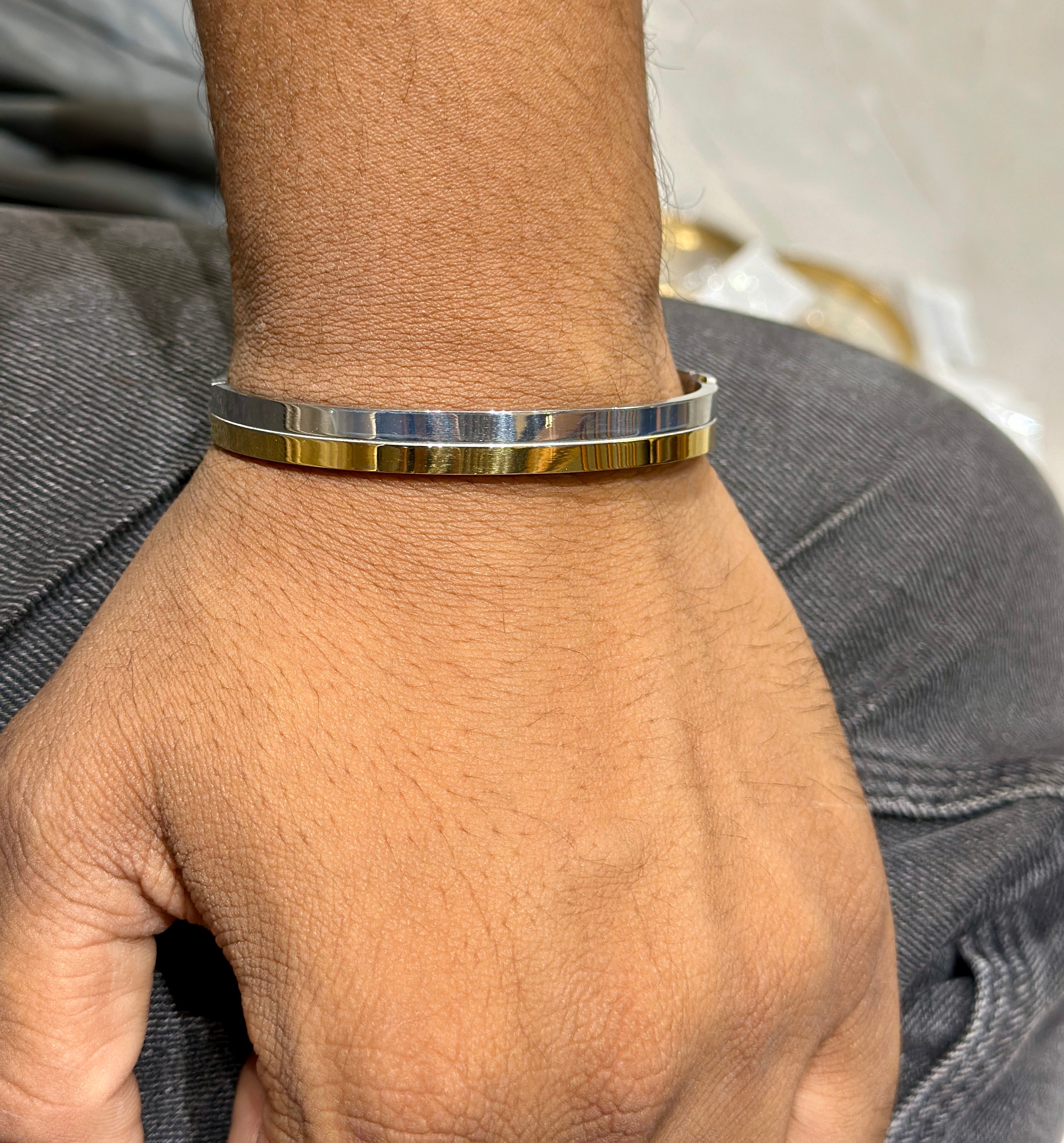 24K Vermeil Gold Platted Stainless Steel Anti-Tarnish Kada for Boys and Men.