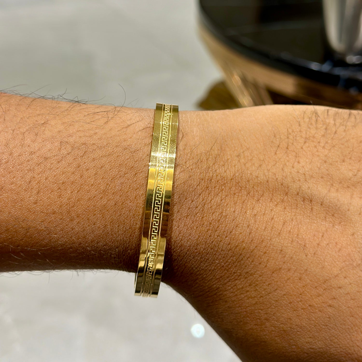 24K Vermeil Gold Platted Stainless Steel Anti-Tarnish Kada for Boys and Men.