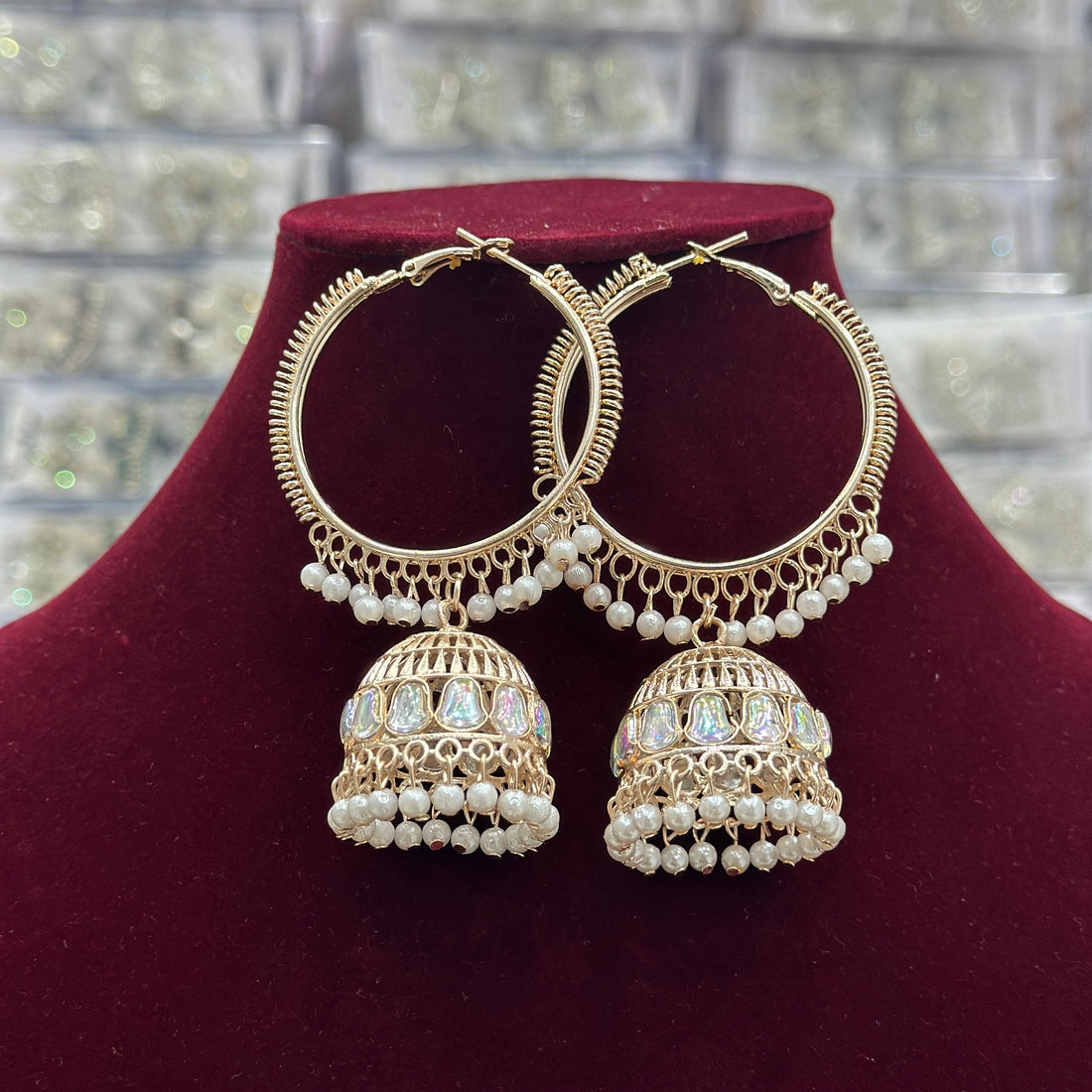 Rose Gold Platted Hoop Jhumka earrings for Girls and Women.