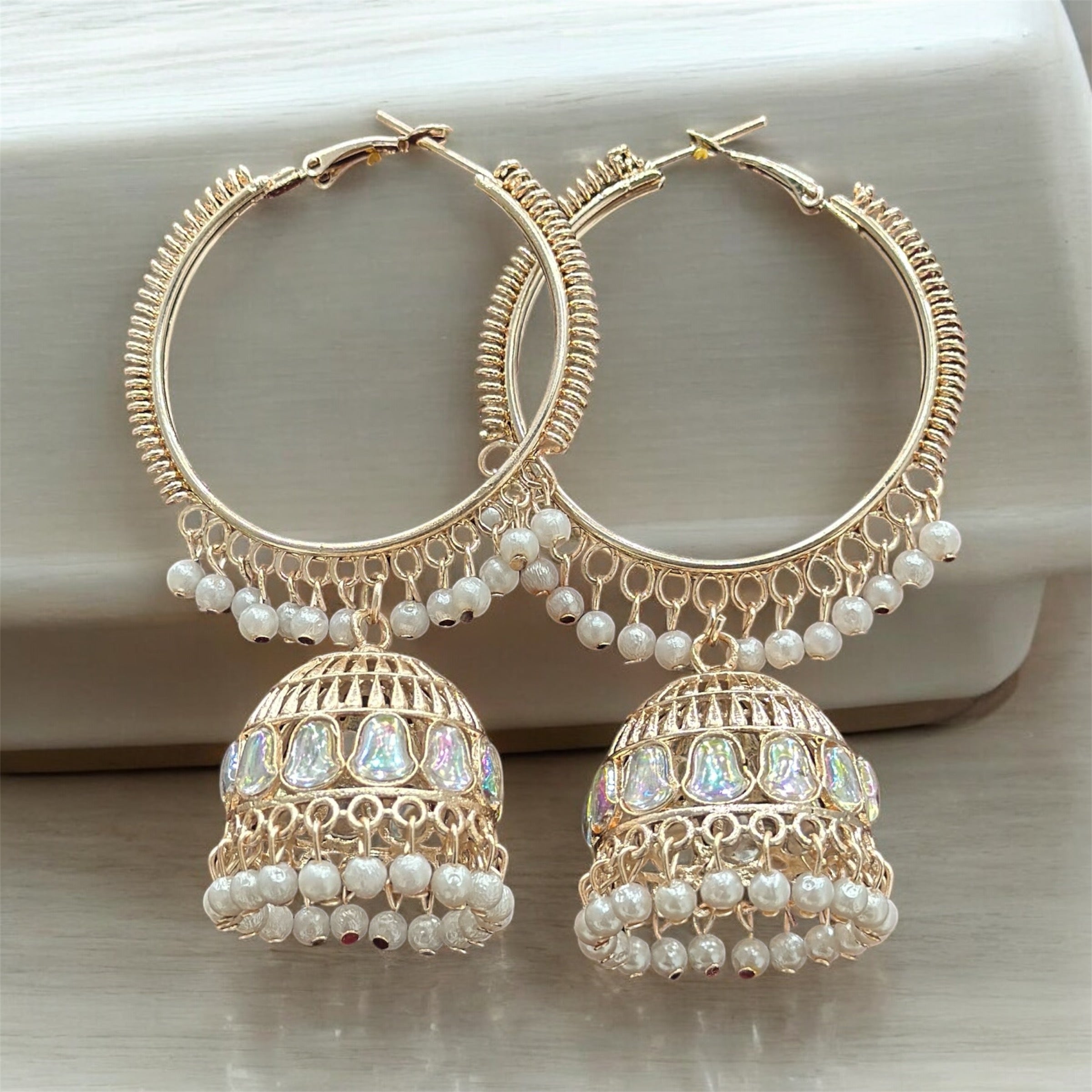 Rose Gold Platted Hoop Jhumka earrings for Girls and Women.