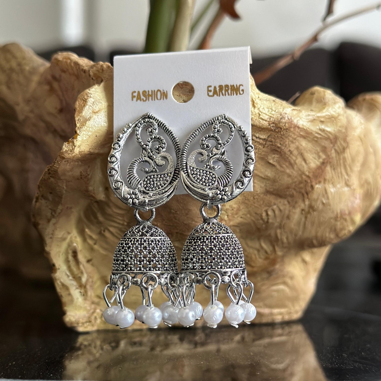 Combo of 4 Pair Silver Oxidised Jhumka earrings for Girls and Women.