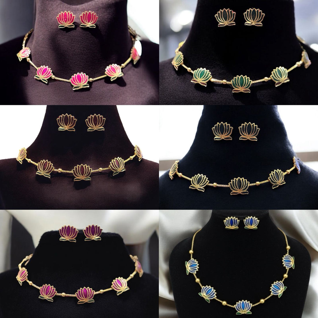 Pack of 6 Lotus necklace for women and girls