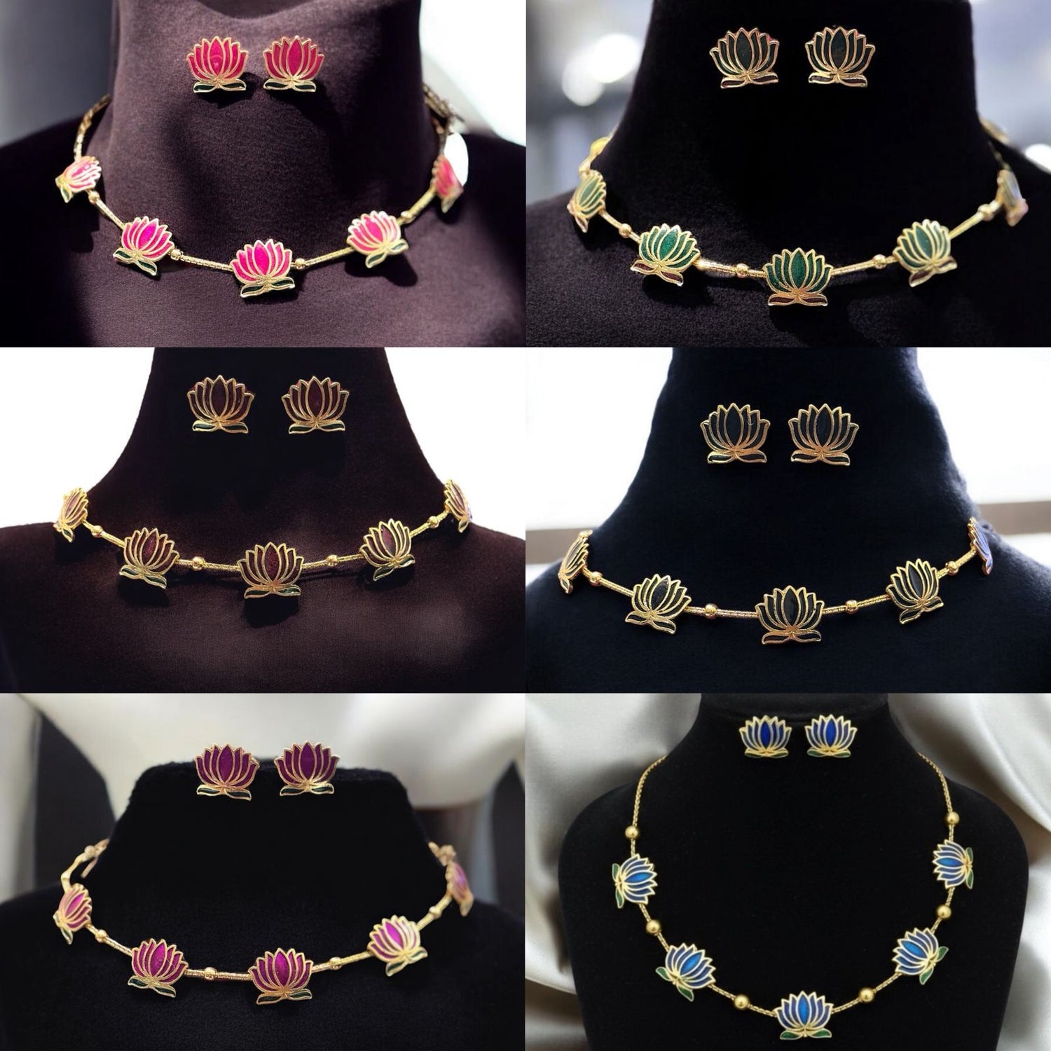 Pack of 6 Lotus necklace for women and girls